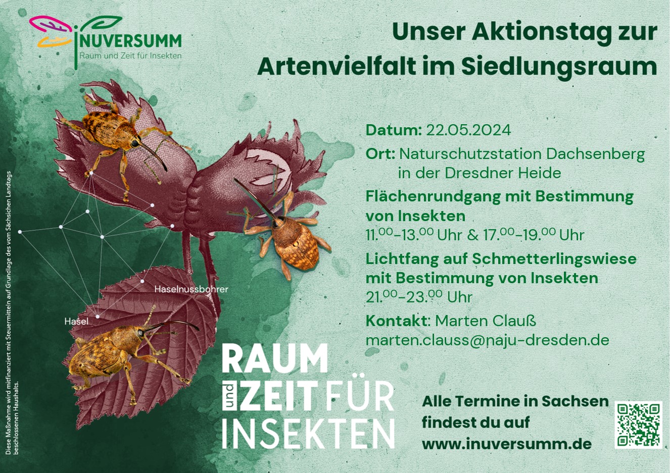 Einladung zum Aktionstag zur Artenvielfalt im Siedlungsraum am 22.05.2024 in der Naturschutzstation Dachsenberg